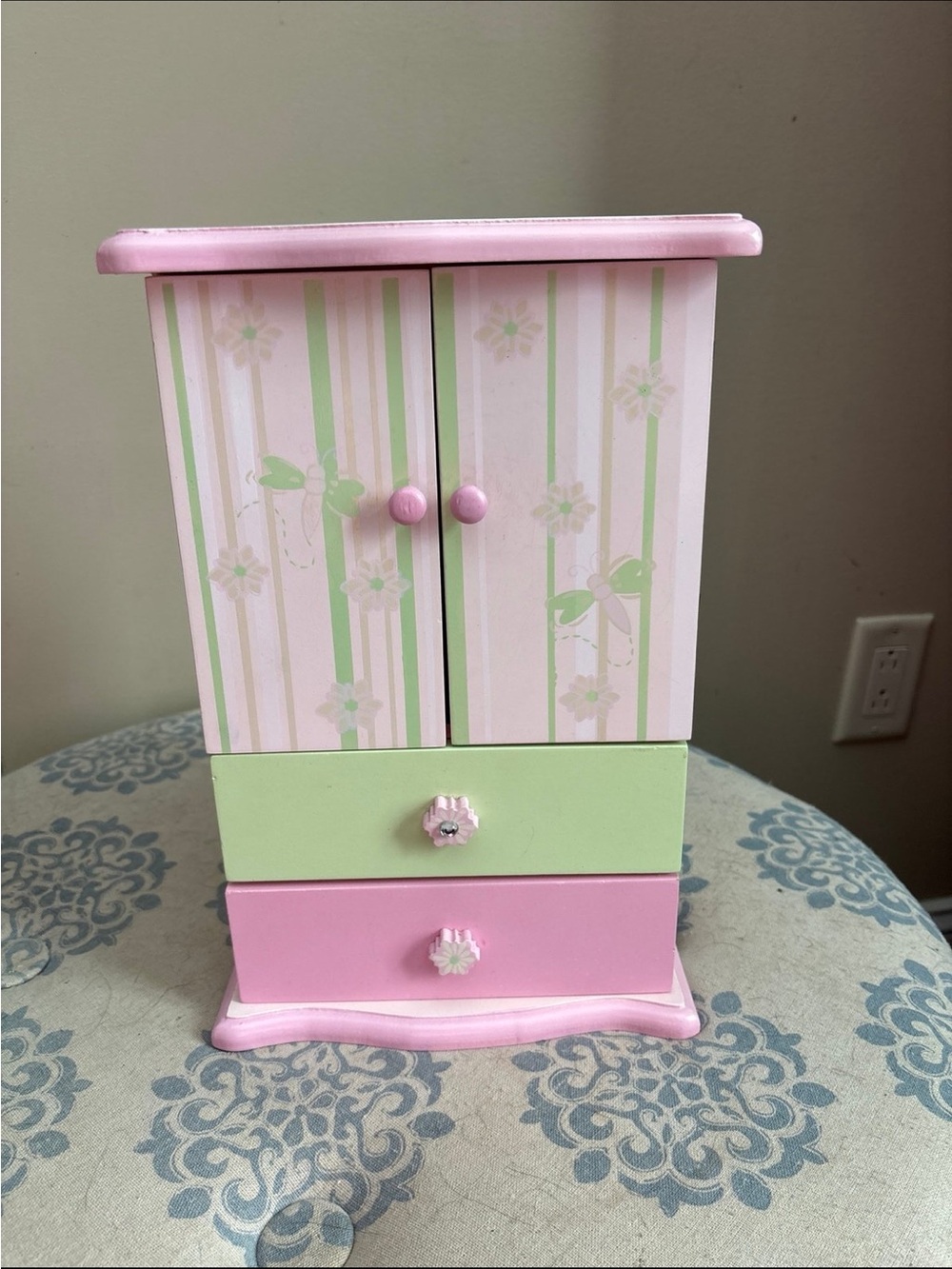 Pink & Mint Floral Jewelry Box